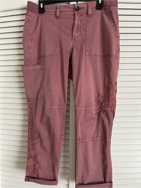 Sonoma Mauve Pink Embroidered Utility Crop Pants-8